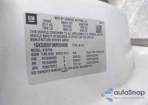 2011 GMC Yukon Denali from USA, damaged, VIN 1GKS2EEF3BR350688